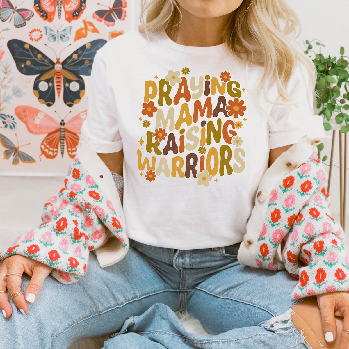 Praying mama raising warriors (earth tones) DTF Transfer