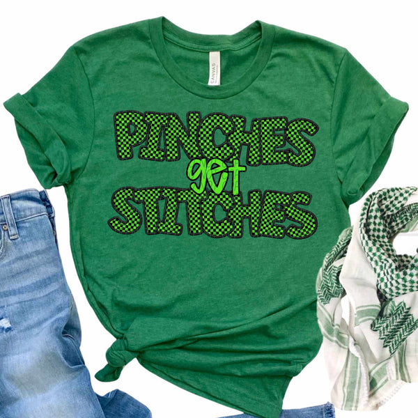 Pinches get stitches green checkered (CITY) 85117 DTF transfer