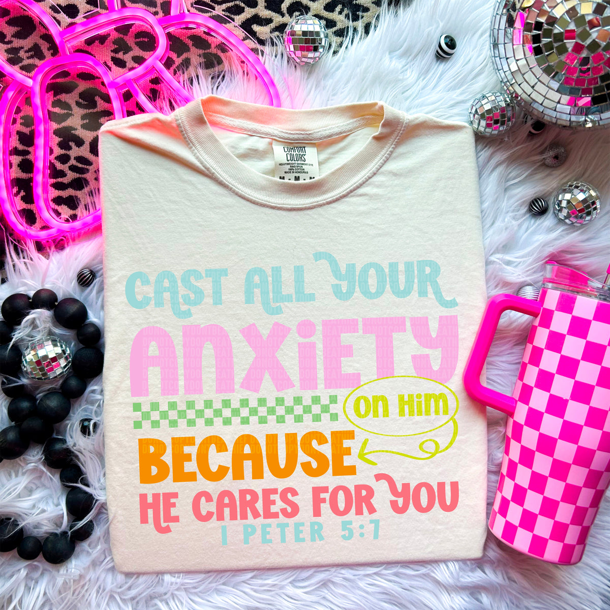 Cast all your anxieties COLOR 97591 DTF transfer