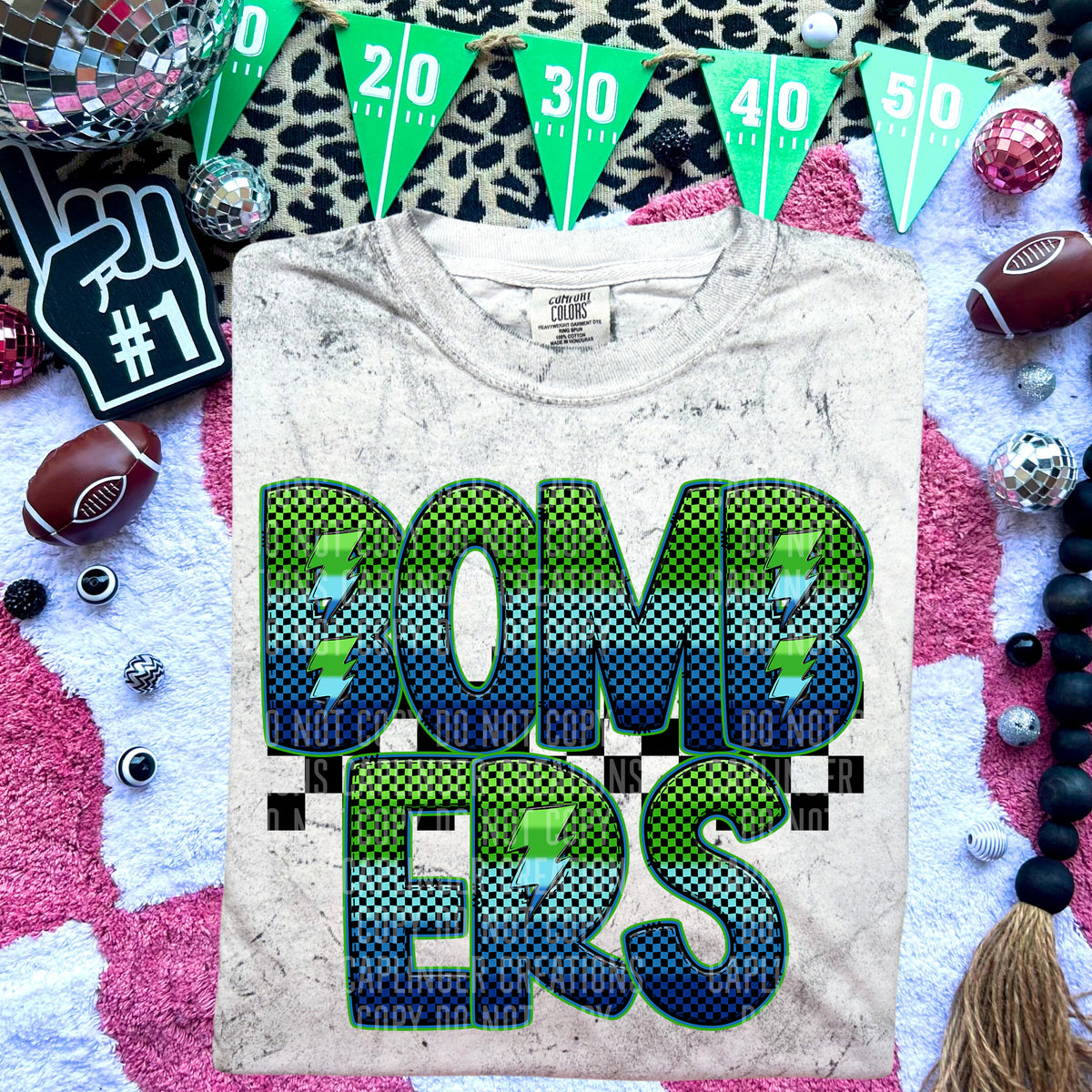 Bombers Blue and Green Checkered (Caplinger) DTF transfer