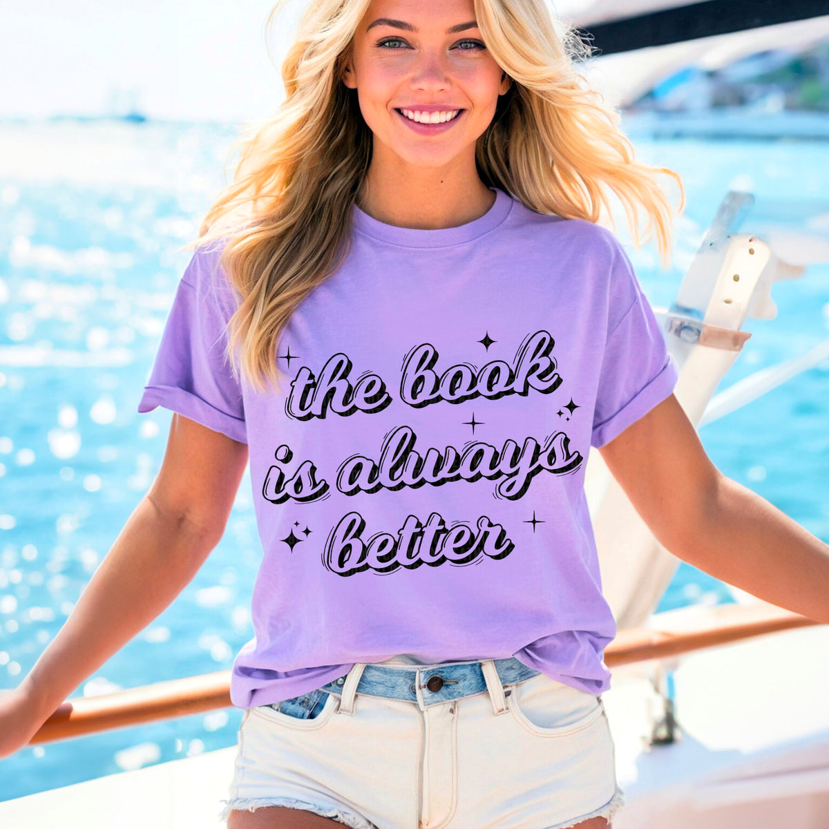 The book is always better black outline 95587 DTF transfer