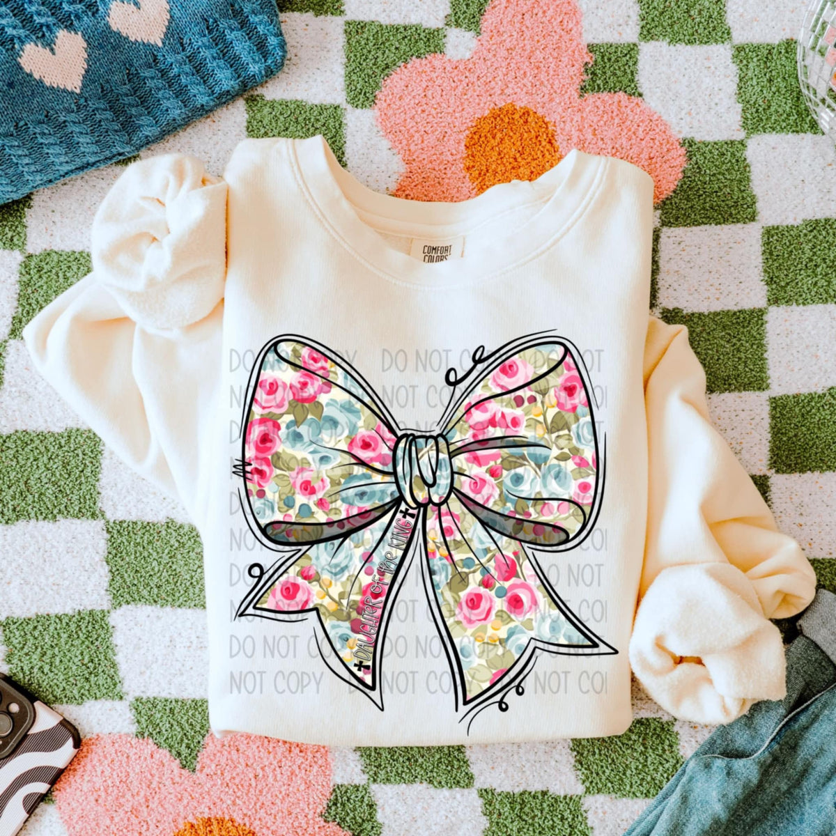 Daughter of the king floral bow (SWD) 91069 DTF transfer