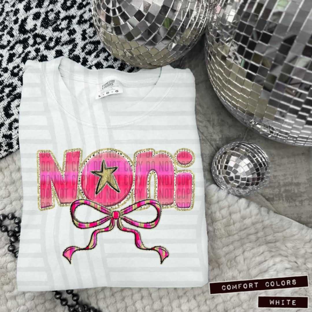 Noni pink with bow (Caplinger) 100658 DTF transfer