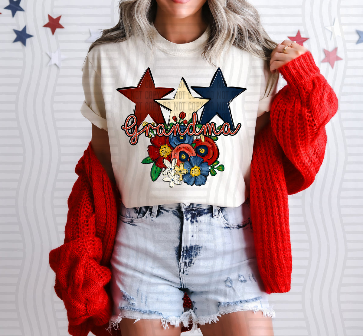 Grandma stars and flowers (Caplinger) dtf transfer