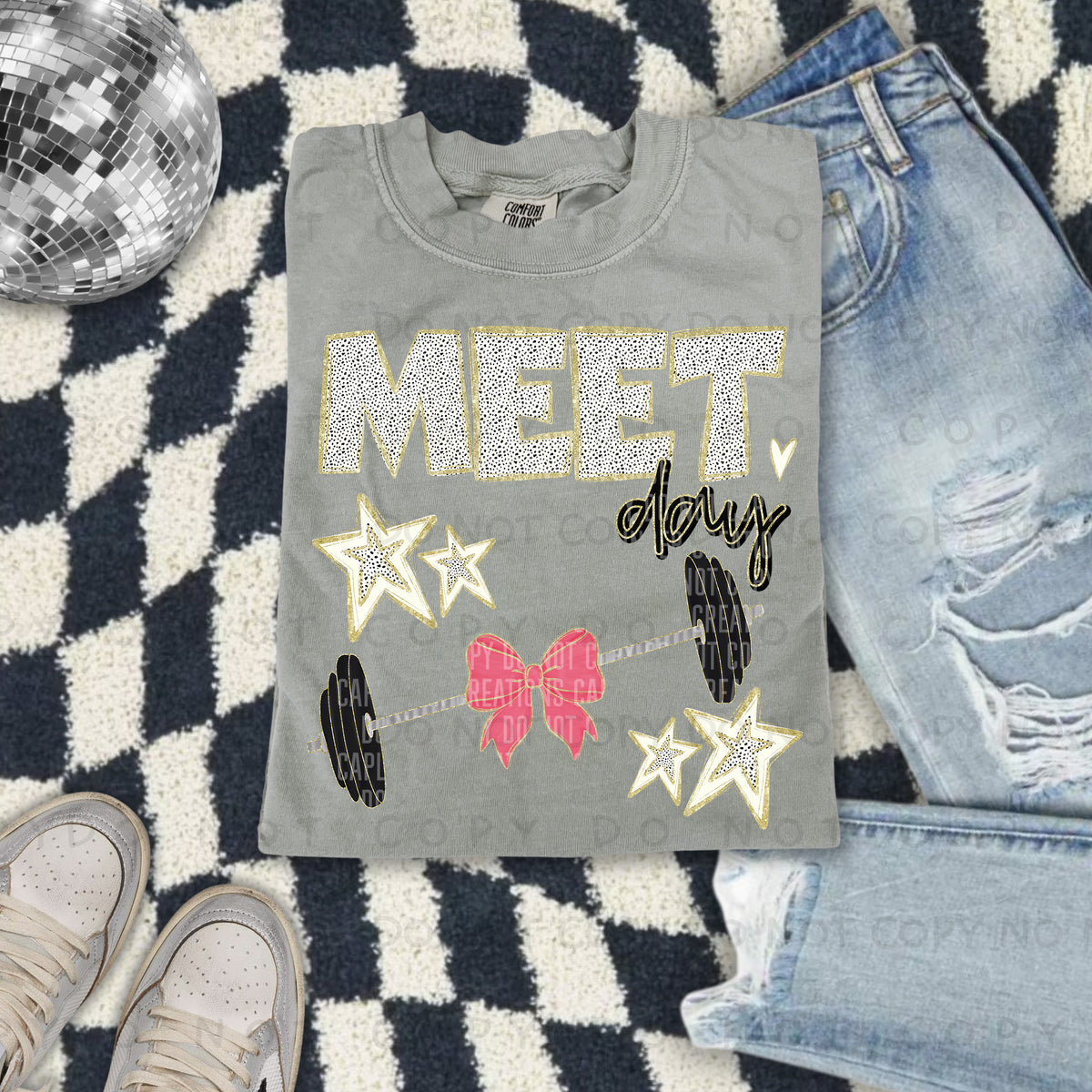 Meet day pink bow background (Caplinger) DTF transfer