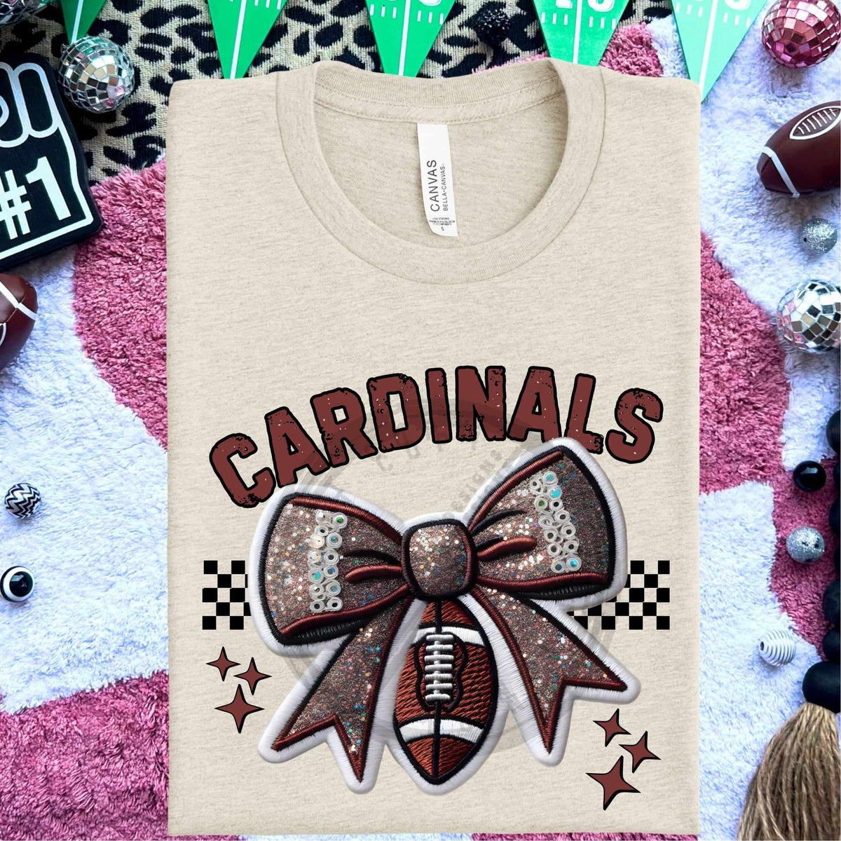 Cardinals bow and football (HW) 58304 DTF transfer