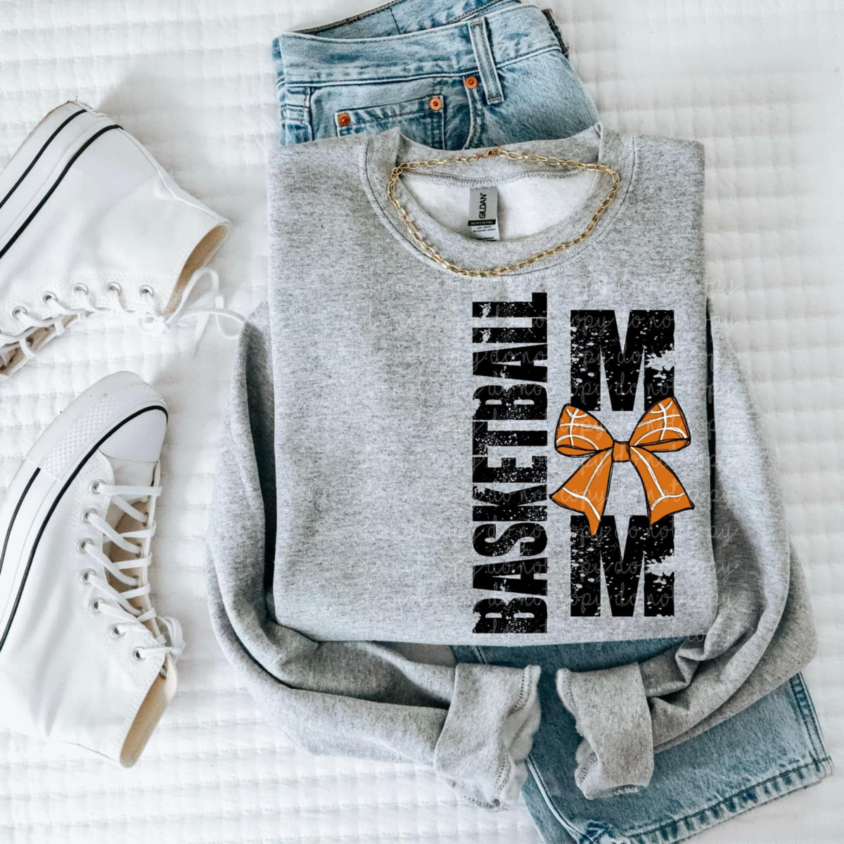 Basketball mom vertical with bow 90518 DTF transfer