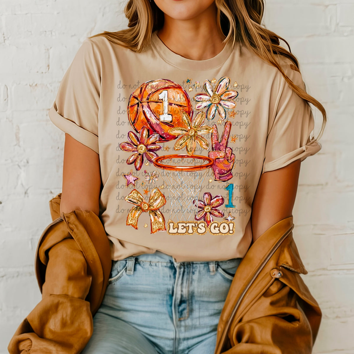 Let’s Go Floral Basketball number 1 (SSD) 117539 DTF transfer