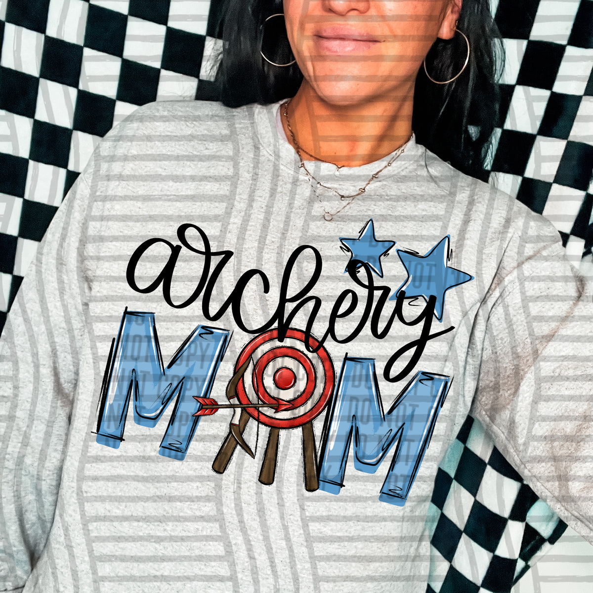 archery mom light blue stars (Caplinger) DTF transfer