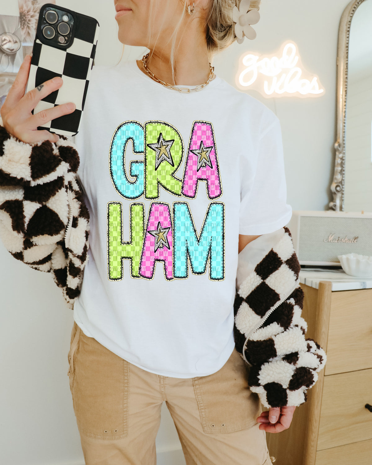 Graham Colorful Checkered (caplinger) DTF transfer