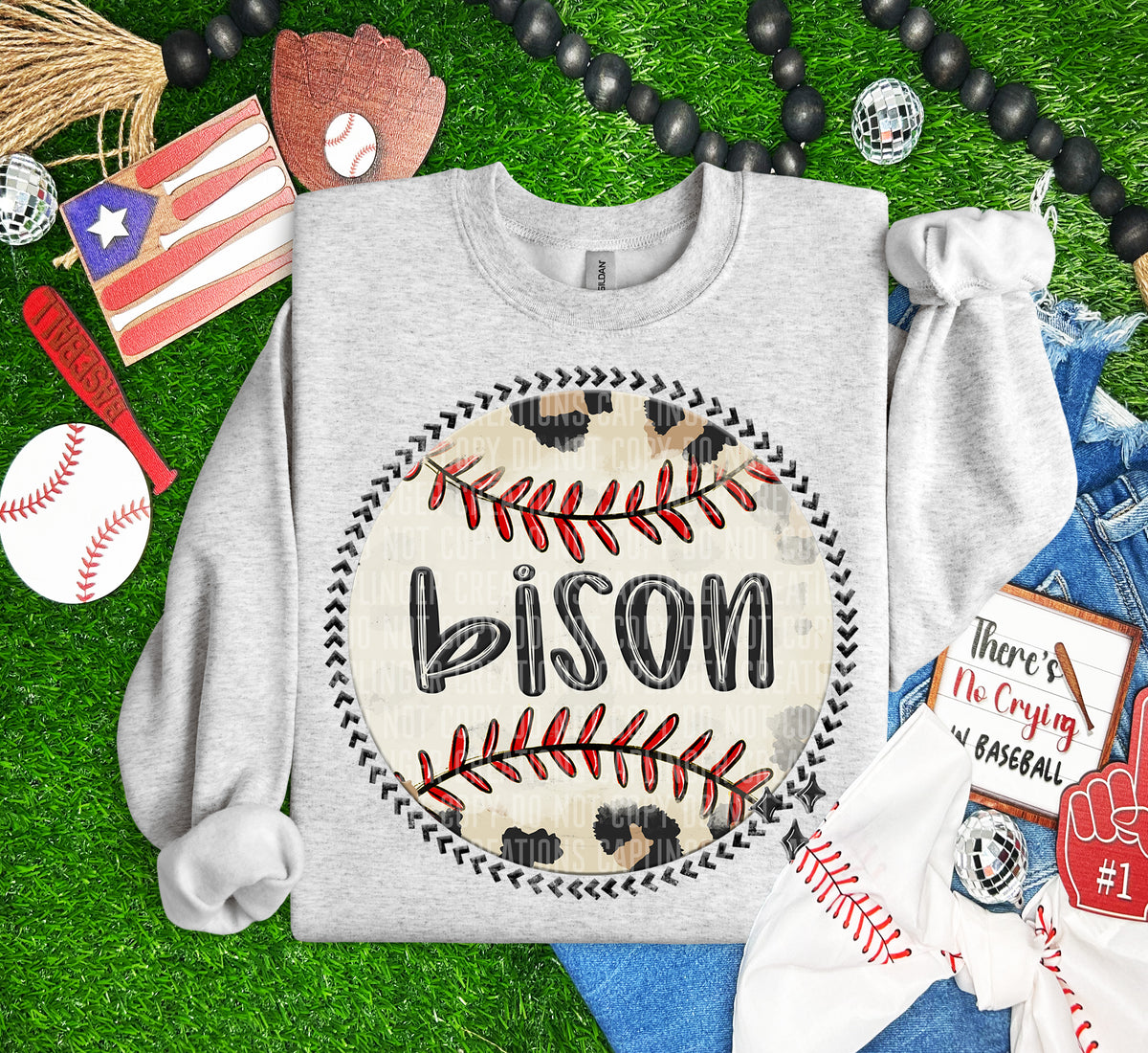 Bison baseball background (Caplinger) DTF transfer