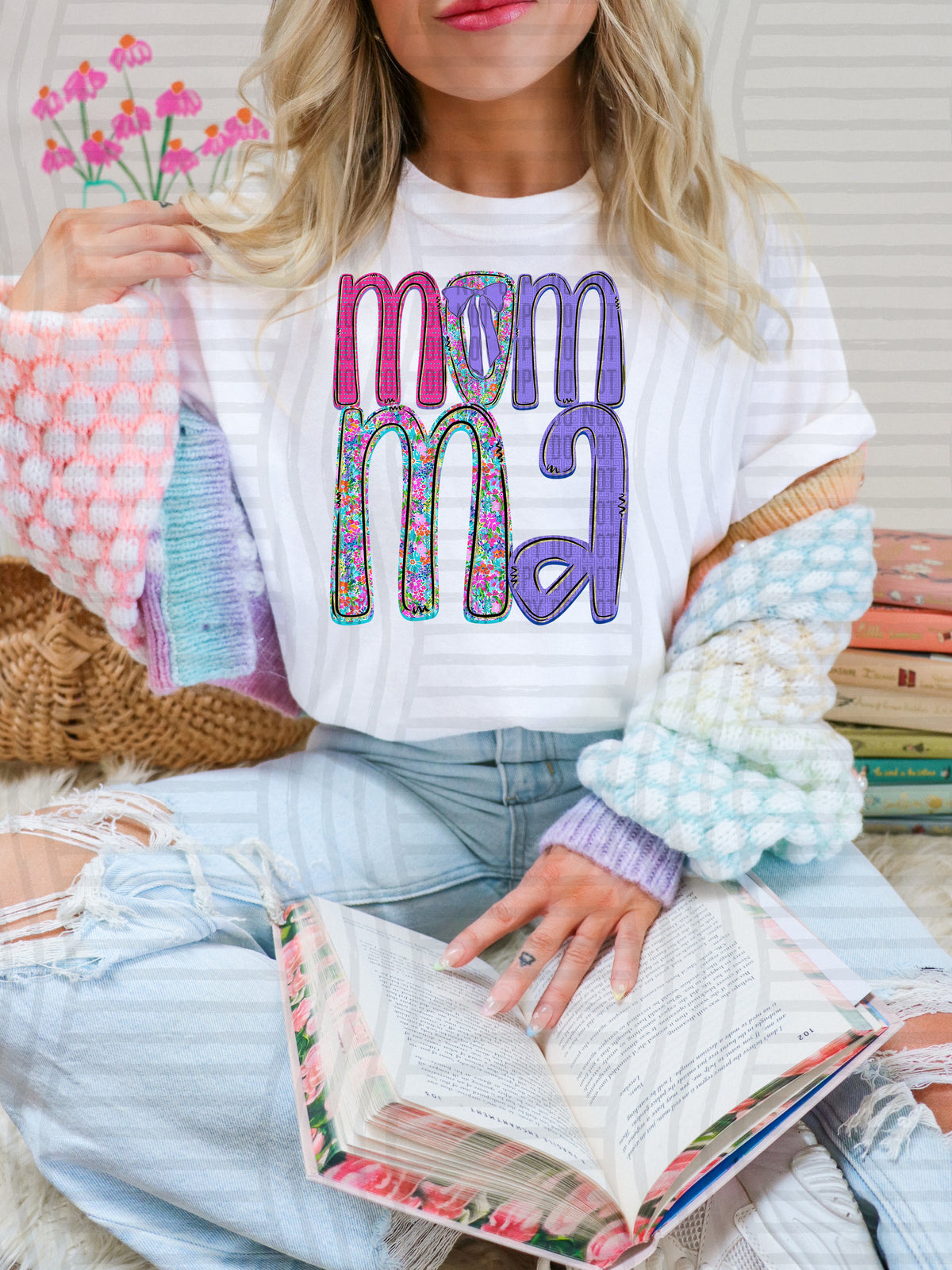 momma bear pastel colors (Caplinger) DTF Transfer