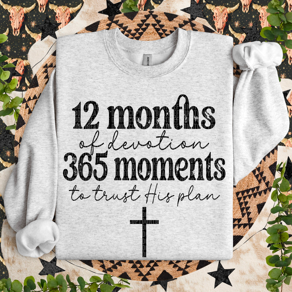 12 Months Of Devotion 265 Moments To Trust His Plan  *BLACK* (SDD) DTF Transfer