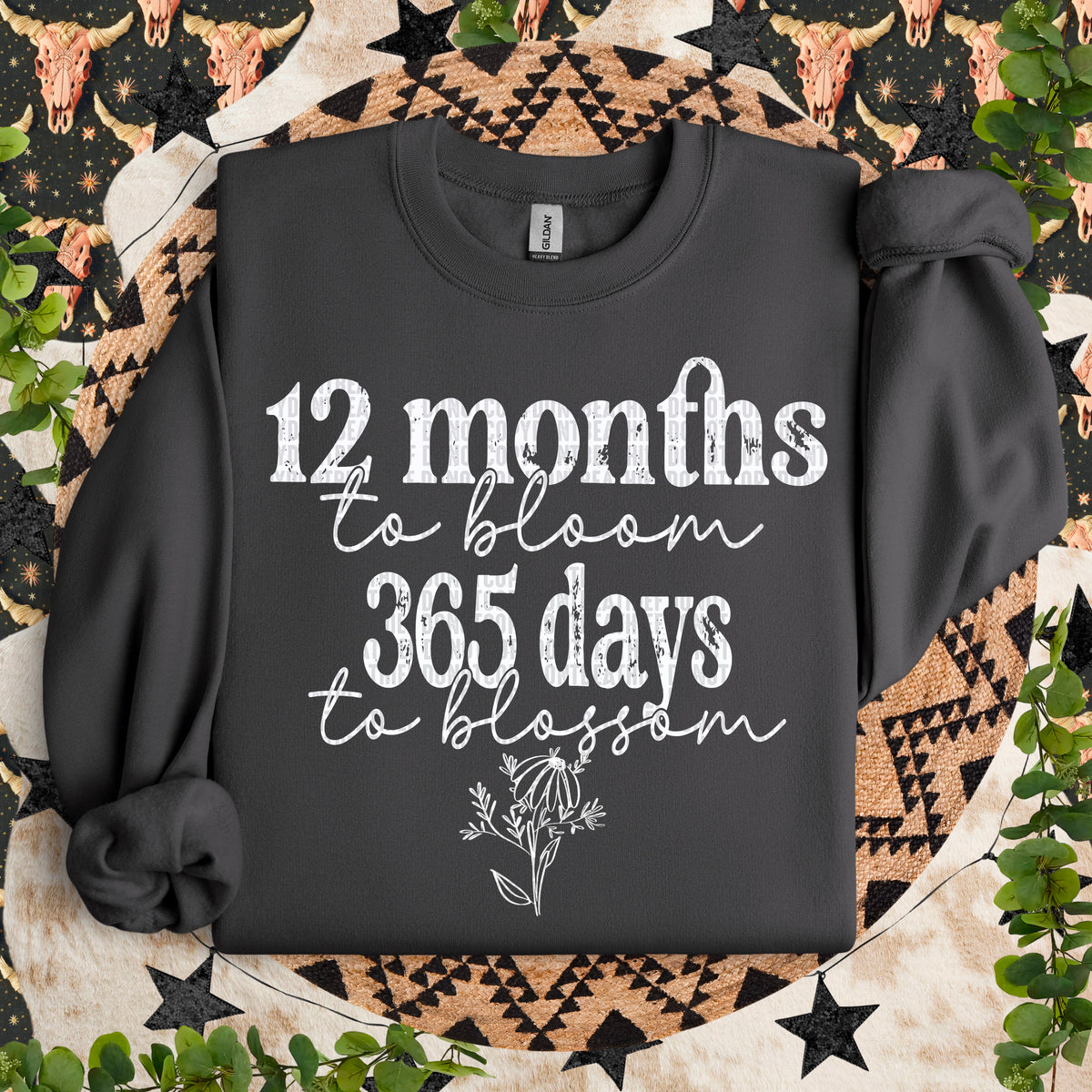 12 Months To Bloom 265 Days To Blossom  *WHITE* (SDD) DTF Transfer