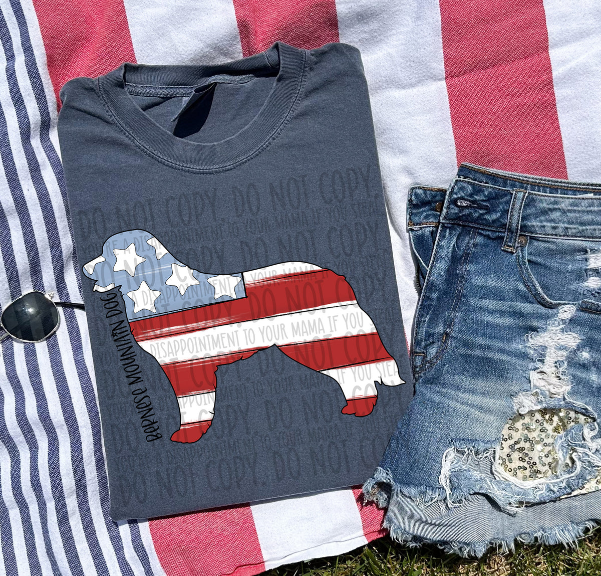 BERNISE MOUNTAIN DOG patriotic black (SWD) DTF transfer