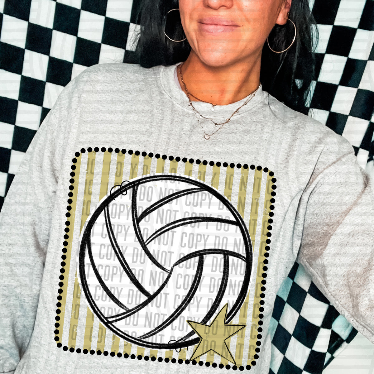 Volleyball gold striped frame (Caplinger) DTF transfer
