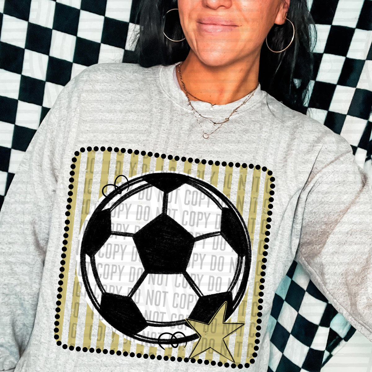 Soccer gold striped frame (Caplinger) DTF transfer
