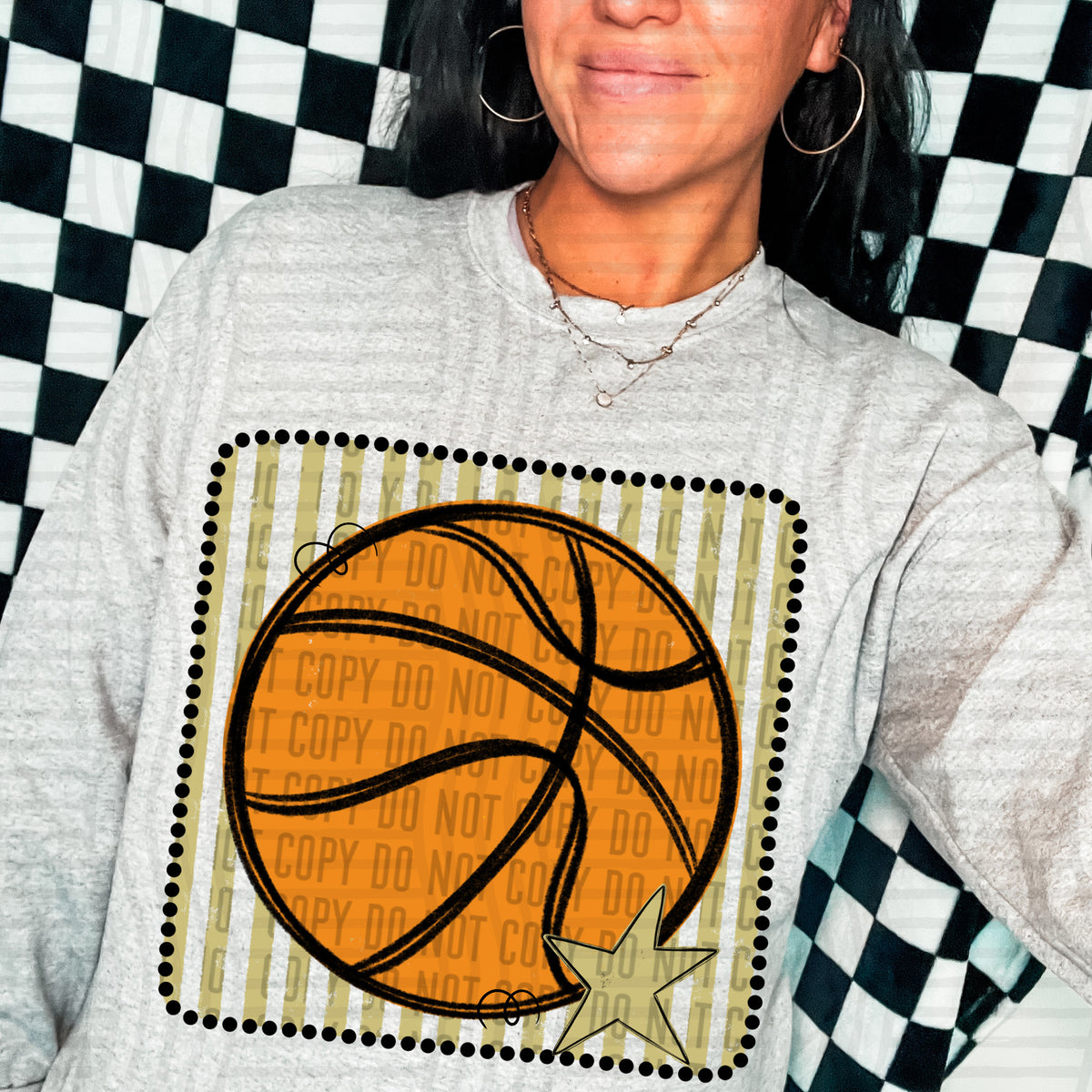 Basketball gold striped frame (Caplinger) DTF transfer