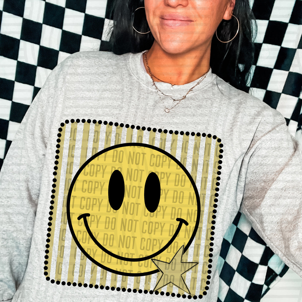 Smiley gold striped frame (Caplinger) DTF transfer