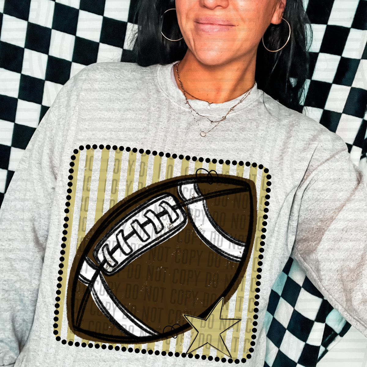 Football gold striped frame (Caplinger) DTF transfer