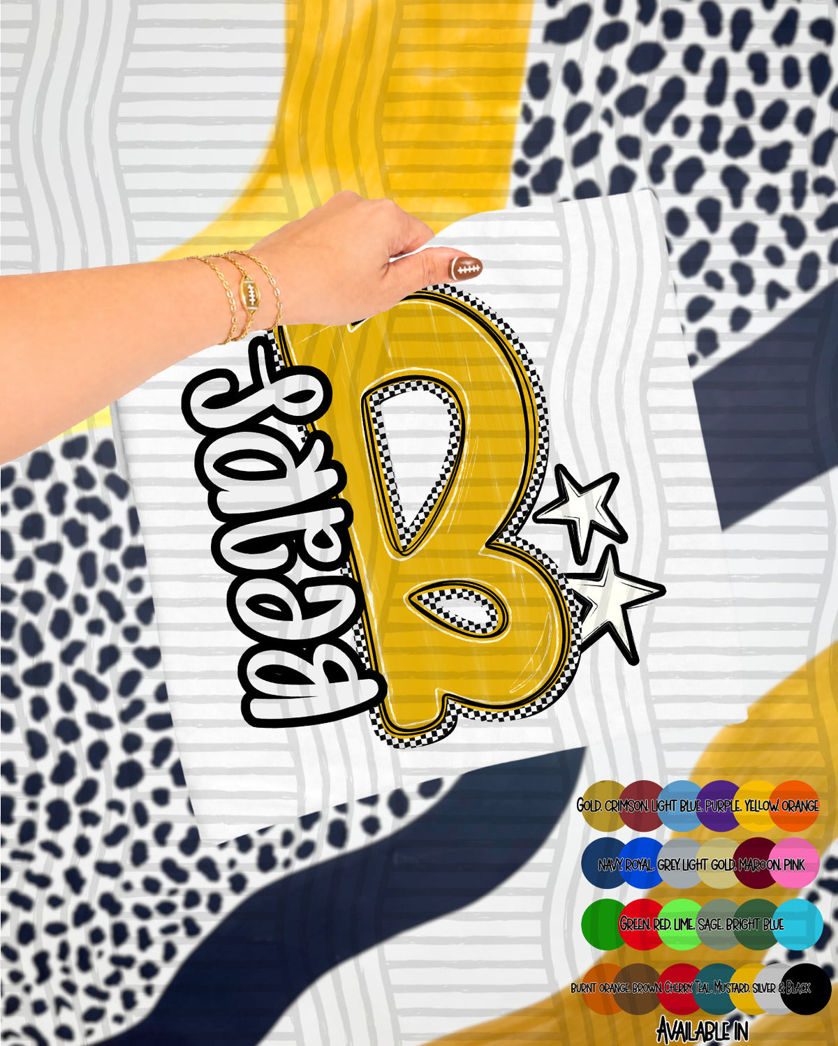 Bears Checker Crush Yellow (Caplinger) DTF transfer