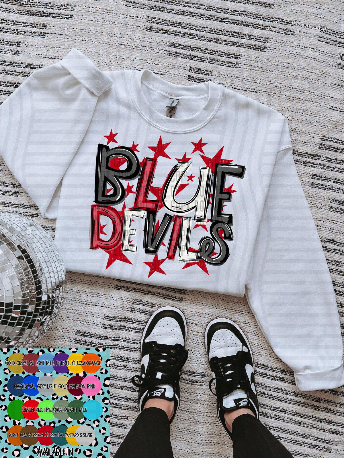 blue devils black white and red with red stars (Caplinger) DTF Transfer