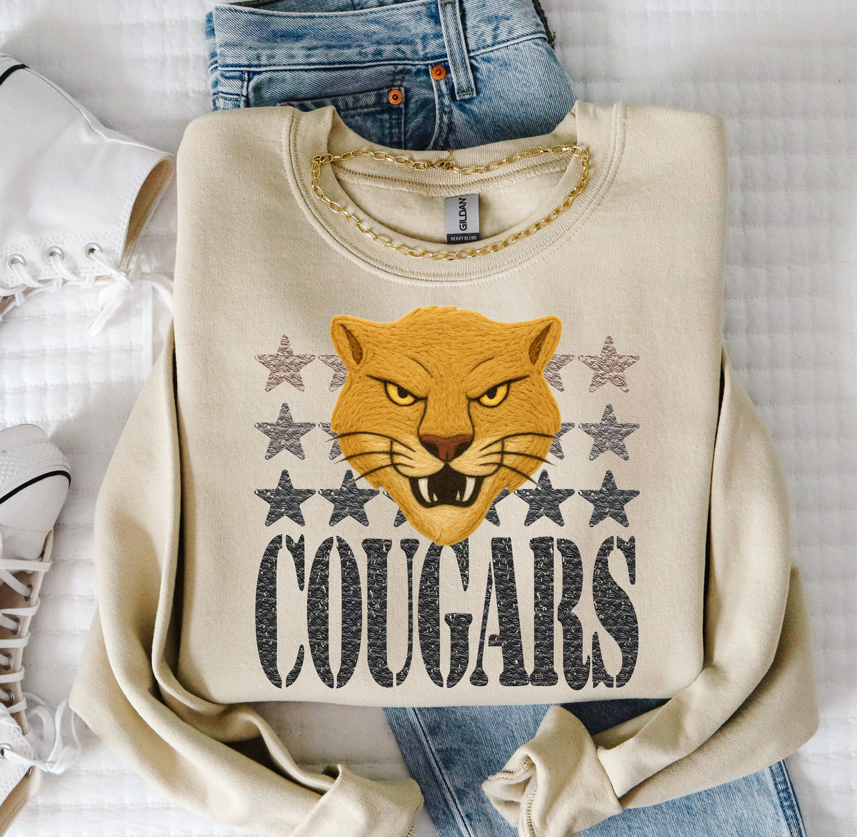 Cougars Yarn Mascot (S&G) DTF transfer