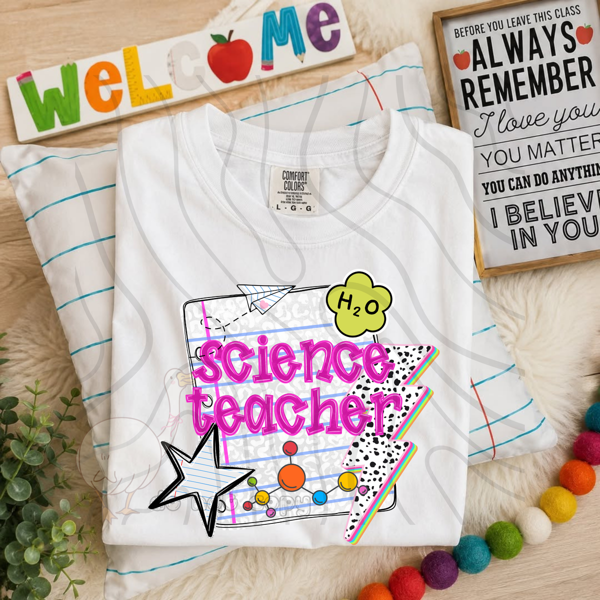 Science teacher rainbow dalmatian lightning bolts (DKD) DTF transfer