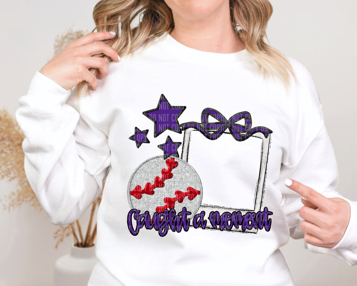 Caught A Moment Baseball PURPLE (Caplinger) DTF transfer