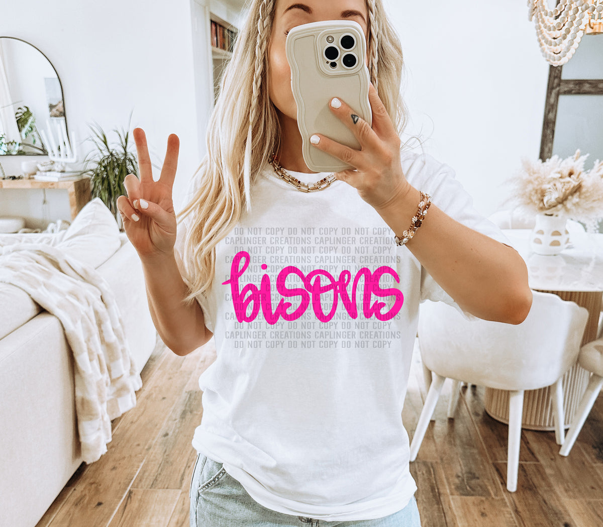 Bisons Pink Hand Lettering (Caplinger) DTF transfer