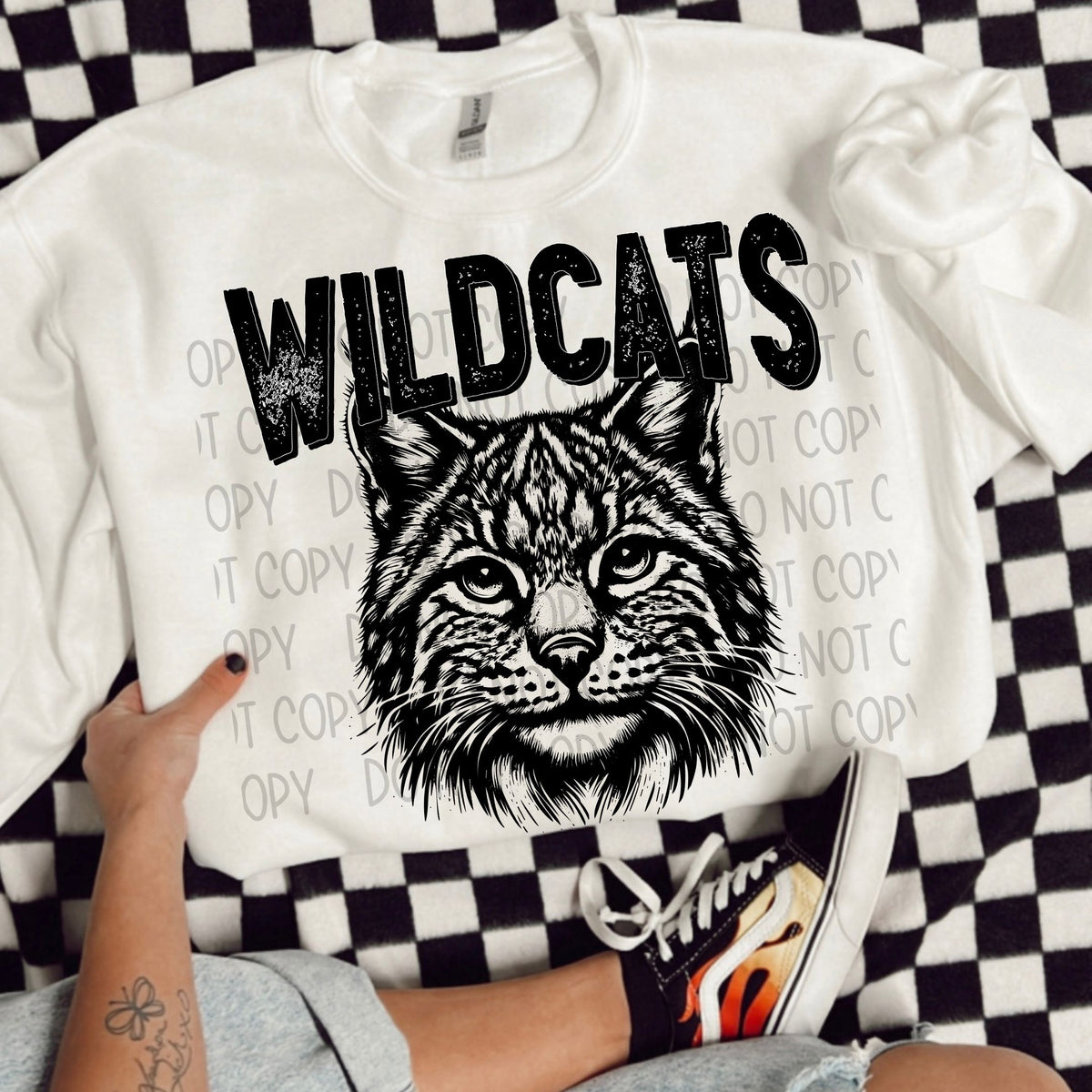 Wildcats black/white outline DTF transfer