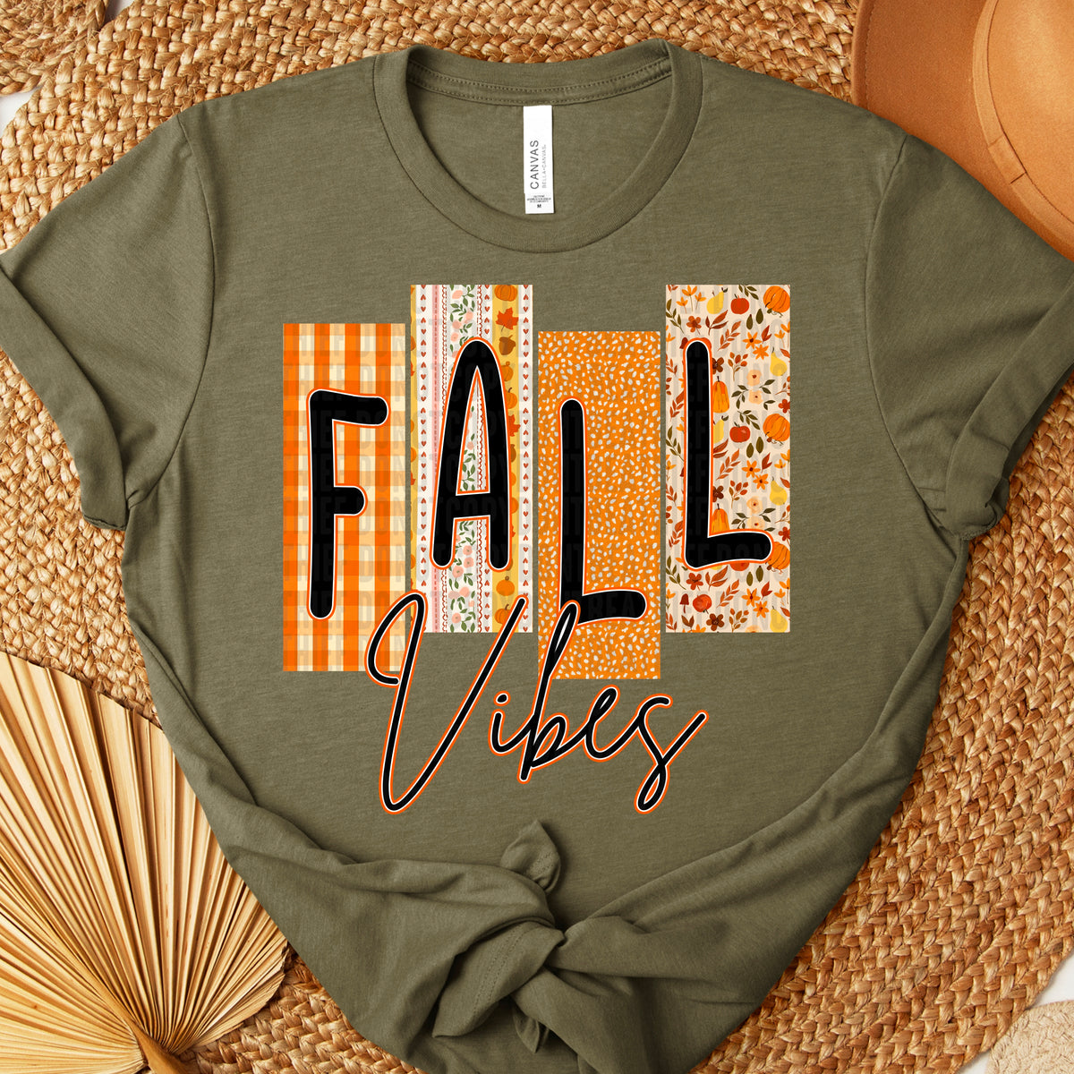 fall vibes fall blocks orange outline 111104 DTF transfer