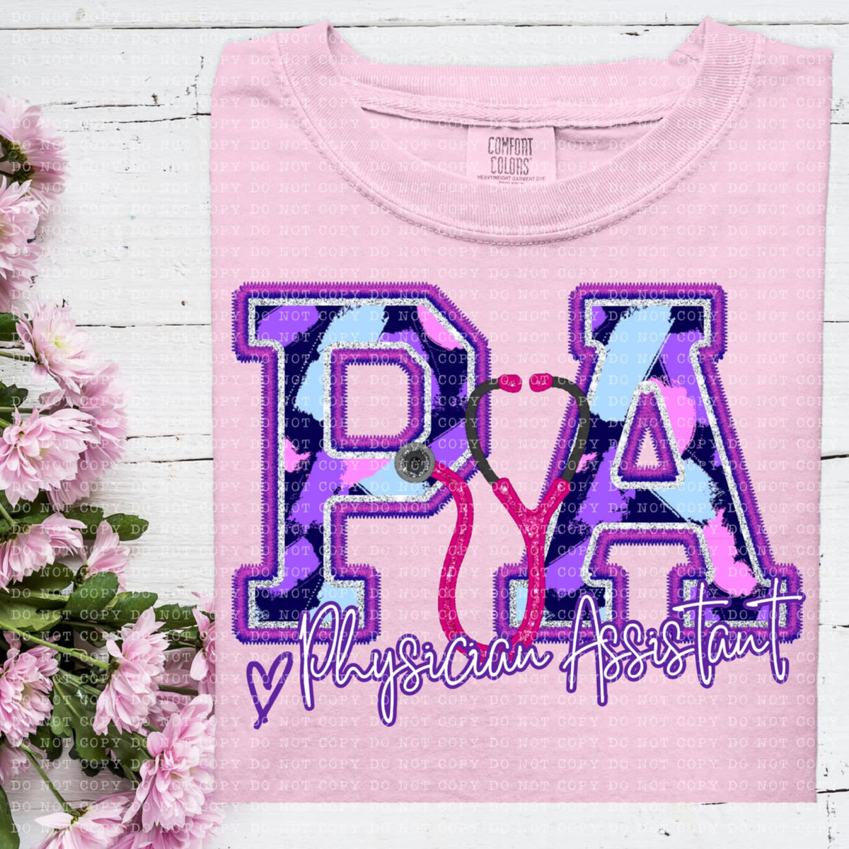 PA physician assistant purple brushstrokes (ECHT) 93981 DTF transfer