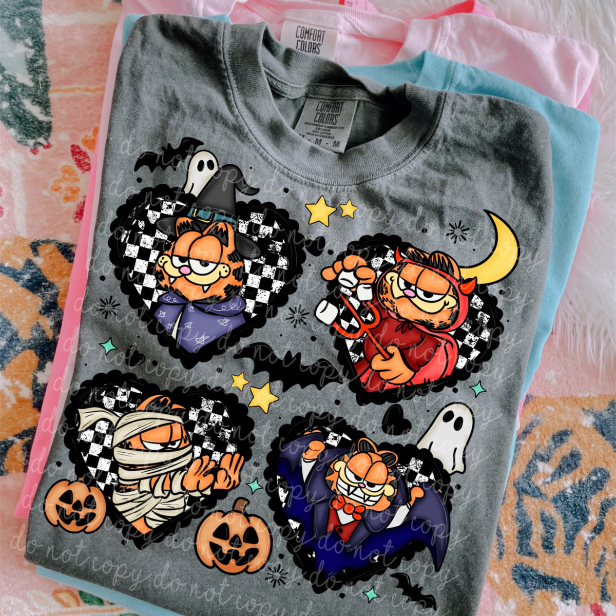 Black Heart Frames with cartoon cat DTF transfer