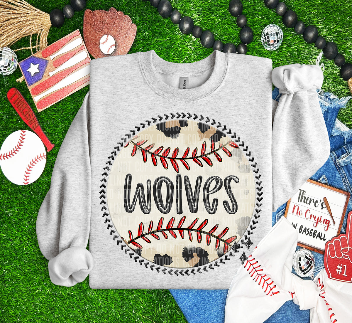 Wolves baseball background (Caplinger) DTF transfer