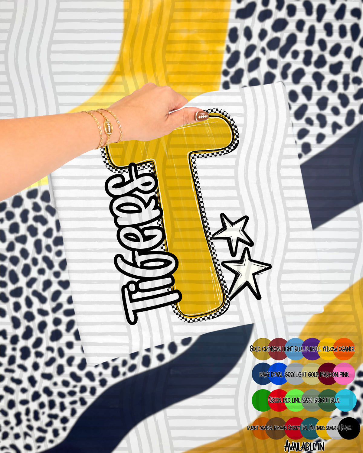 Tigers Checker Crush Yellow (Caplinger) DTF transfer