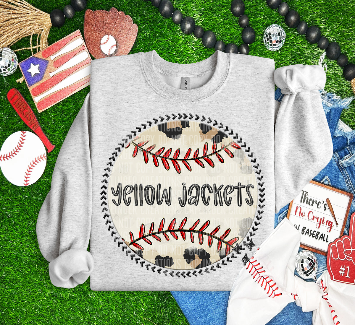 Yellow Jackets baseball background (Caplinger) DTF transfer