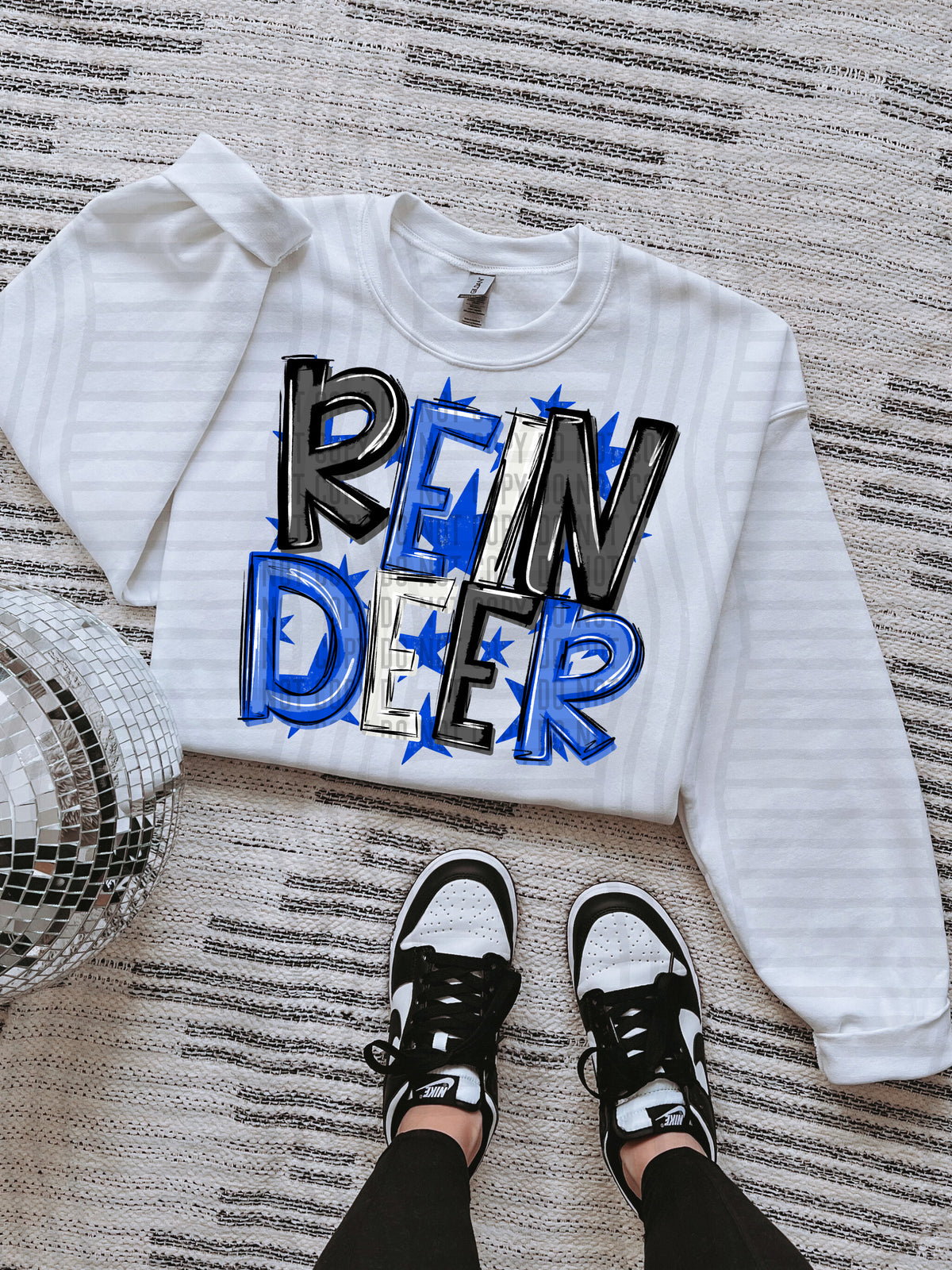 rein deer men black and blue with blue stars (caplinger) DTF Transfer