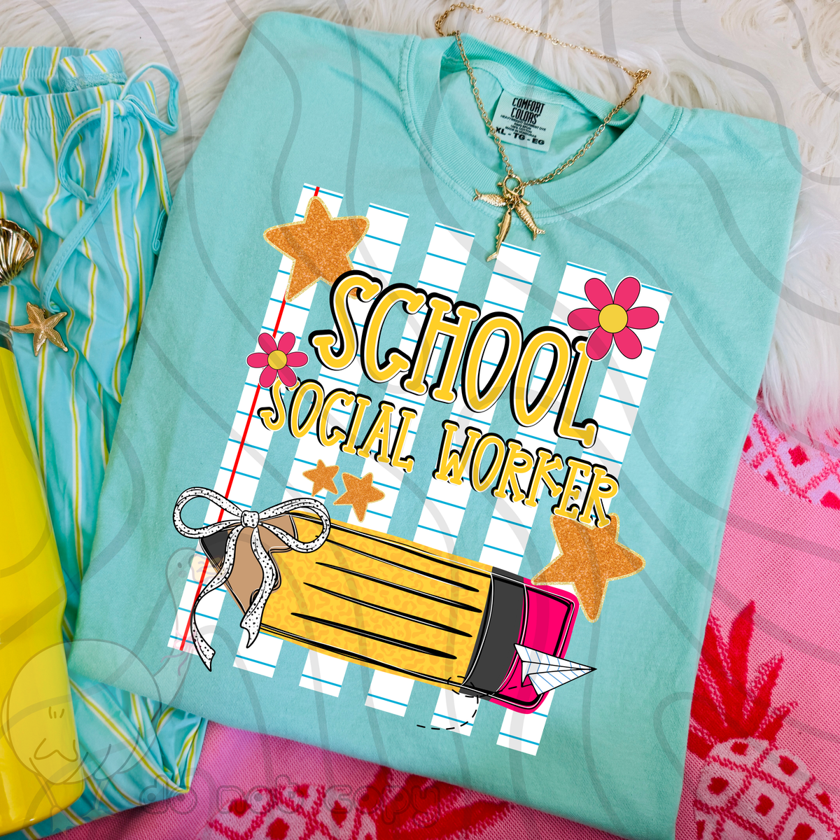 School social worker pencil stripes (DKD) DTF Transfer