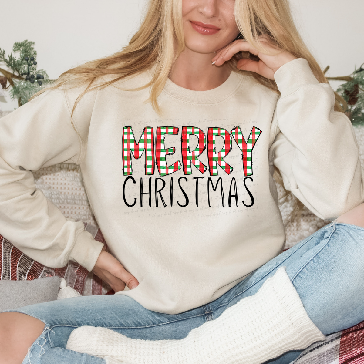 Merry Christmas plaid 68231 DTF Transfer