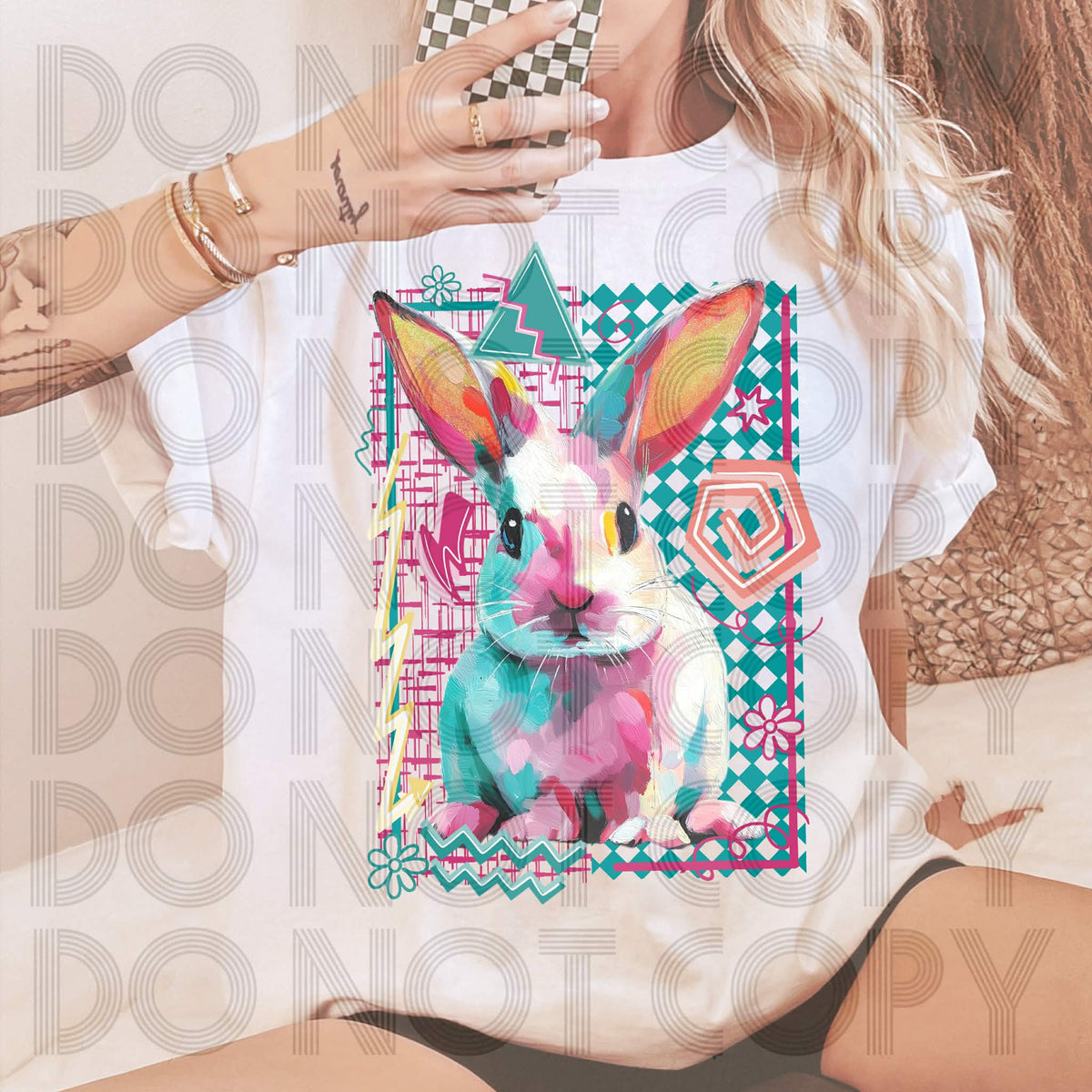 Colorful Bunny (renewed) DTF transfer