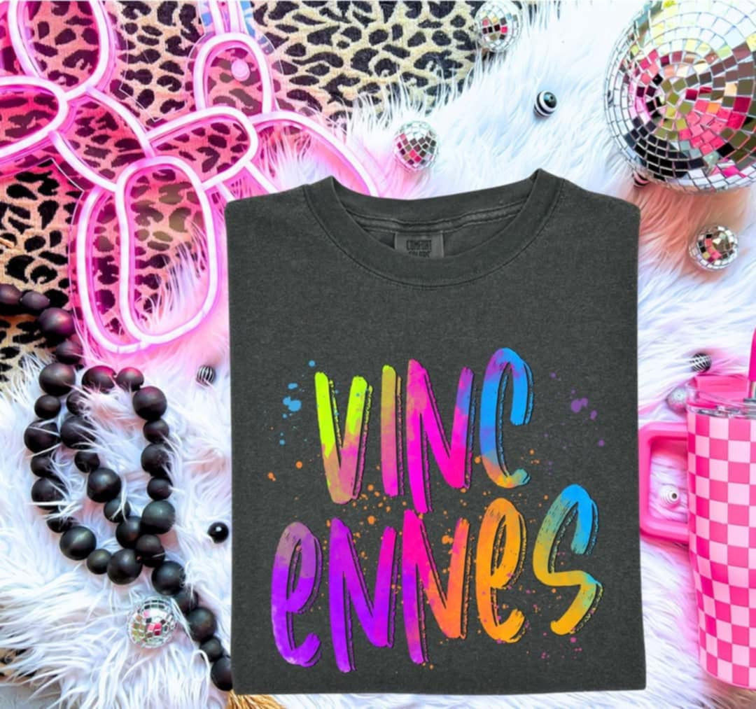 Vincennes Neon Splatter (S&G) 100043 DTF transfer