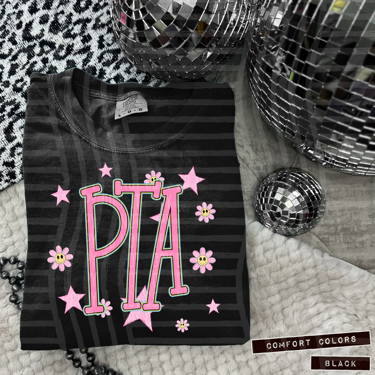 PTA Pink Flowers And Stars 108009 DTF transfer