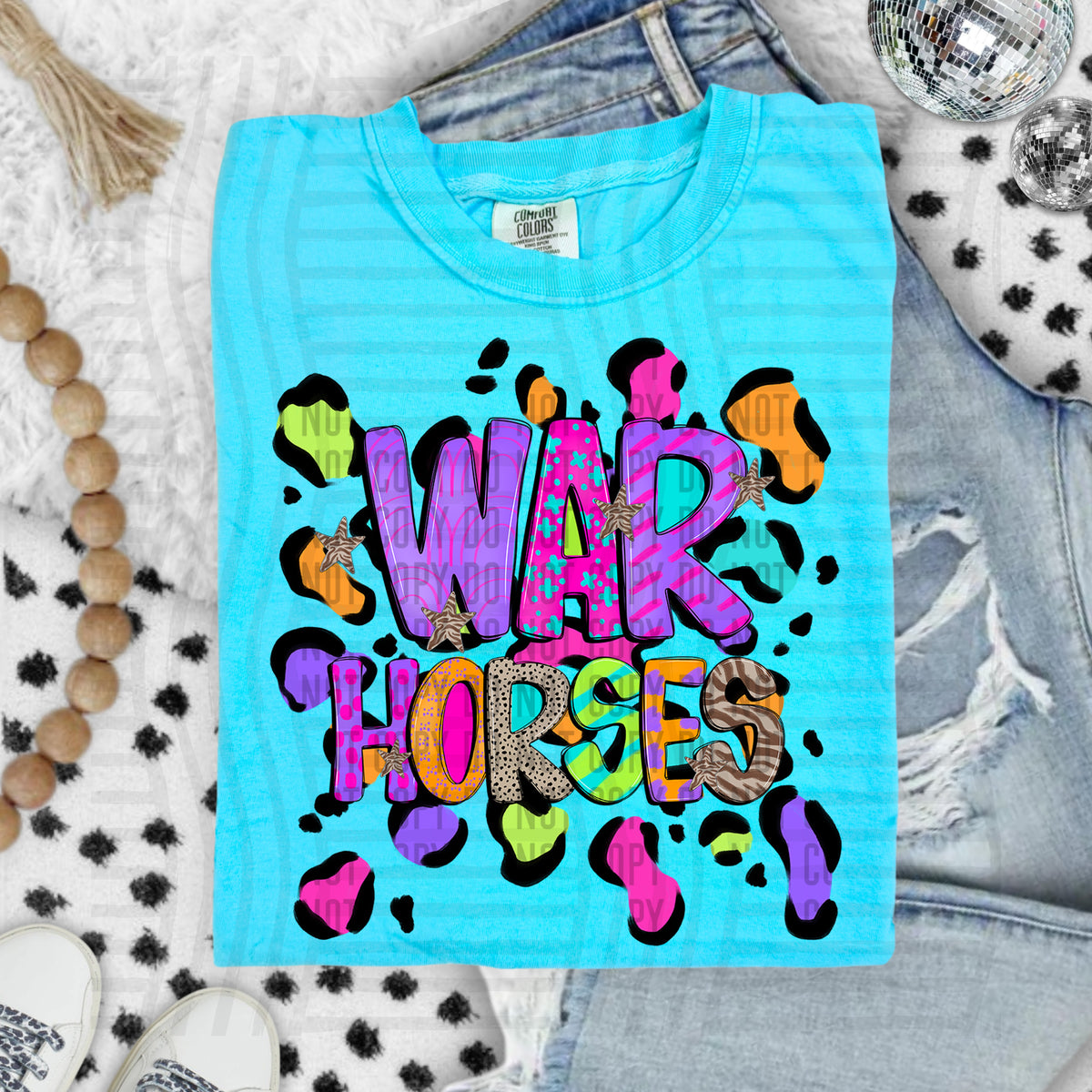 Warhorses Funky Mix Up Leopard Mascot (Caplinger) DTF transfer