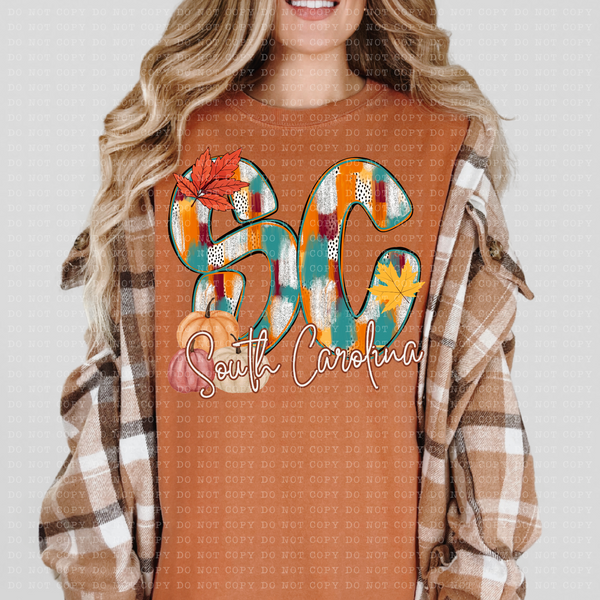 SC South Carolina Fall Watercolor 59810 DTF Transfer
