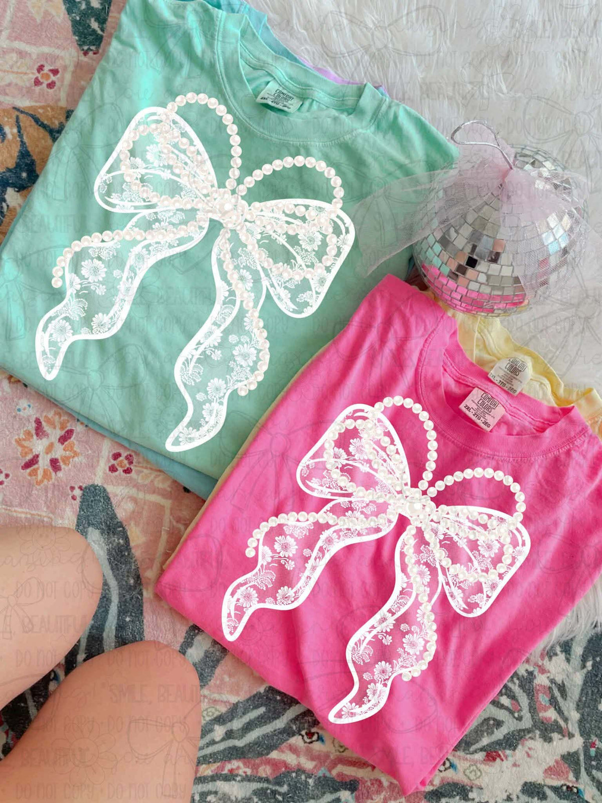 White Lace Bow with pearls (MZ) DTF transfer