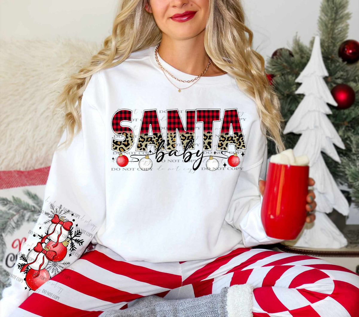 Santa baby plaid and leopard 70164 DTF transfer