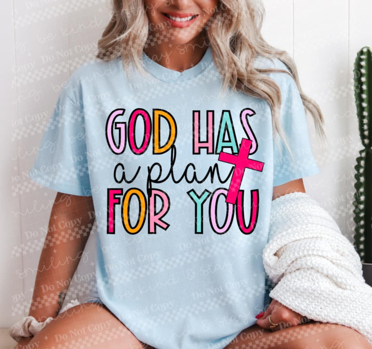 God has a plan for you pink cross 95809 DTF transfer