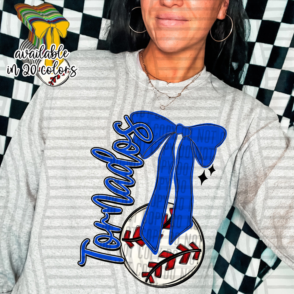 Baseball bow blue Tornados (Caplinger) DTF Transfer