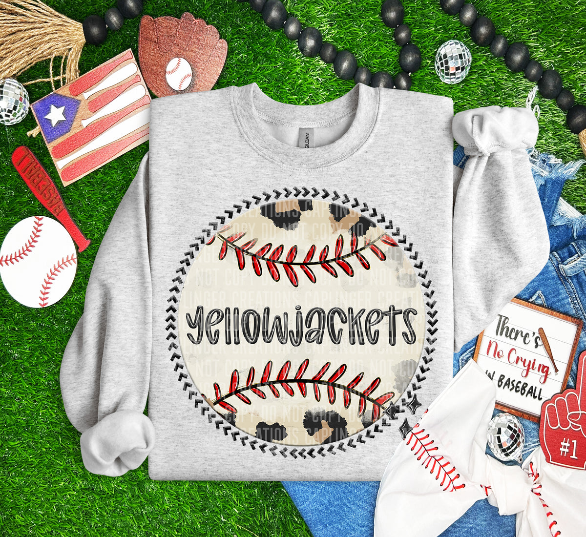 Yellowjackets baseball background (Caplinger) DTF transfer